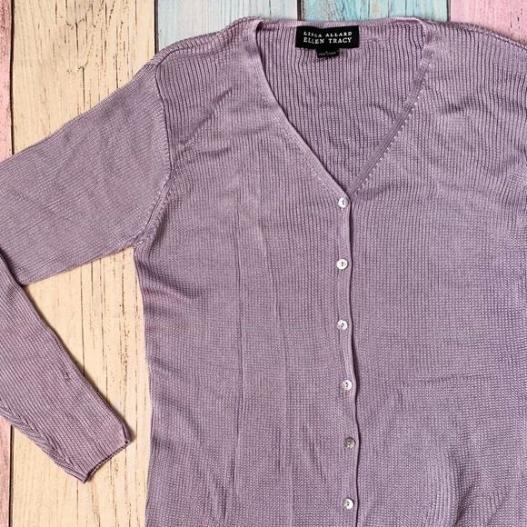 Linda Allard Ellen Tracy 100% viscose v neck button down cardiga - Picture 2 of 8